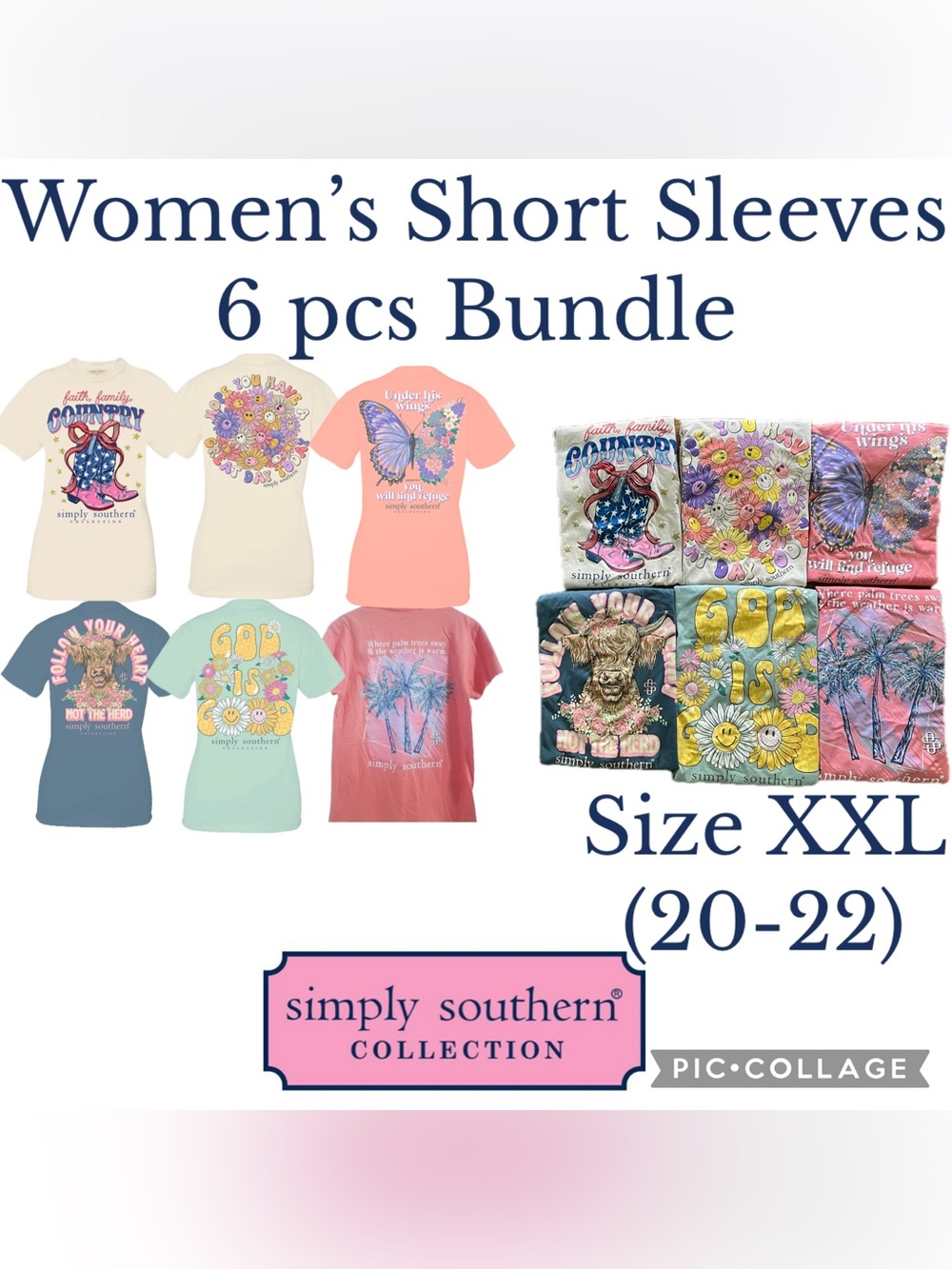 Womens Clothes 6 Piece
Bundle Simply Southern Tees
Size XXL (20-22)